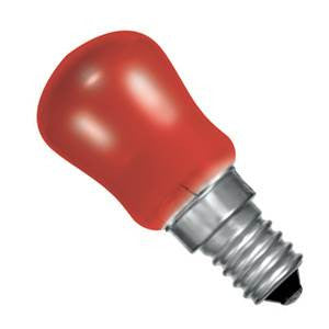 PY15SES-R-CR - 250v 15w E14 29X66mm Red Coloured Light Bulbs Crompton - The Lamp Company