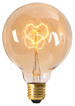 16004 - Globe Metal Filament "Heart" 40W E27 2000K 160Lm Amb.  The Lampco - The Lamp Company
