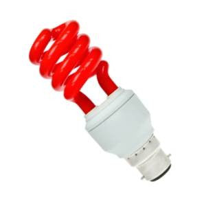 PLSP15BC-R - 240v 15w Ba22d Col:RED Electronic Spiral Energy Saving Light Bulbs Other - The Lamp Company