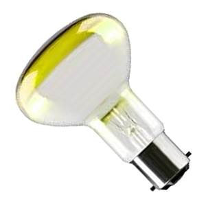 R8060BC-Y-CR - 240v 60w Ba22d 80mm Yellow Coloured Light Bulbs Crompton - The Lamp Company