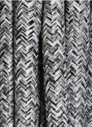 01792 Round Braided Flex 3 core 0.75mm Black/White/Grey, mtr - Lampfix - Sparks Warehouse