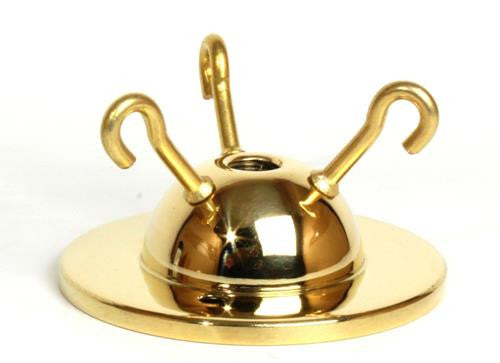 05070 - 3-hook Ceiling Plate Brass 2¾” Ø