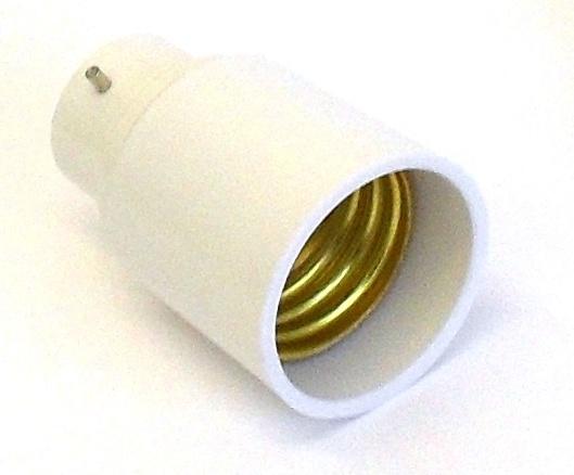 05213 BC - ES (B22 - E27) Adaptor - ES / Edison Screw / E27, White Plastic, Adaptor