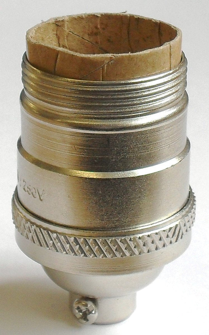 05418 E26 Nickel Unswitched Lampholder 10mm (for use in USA) - E26, Nickel, 10mm Thread Entry