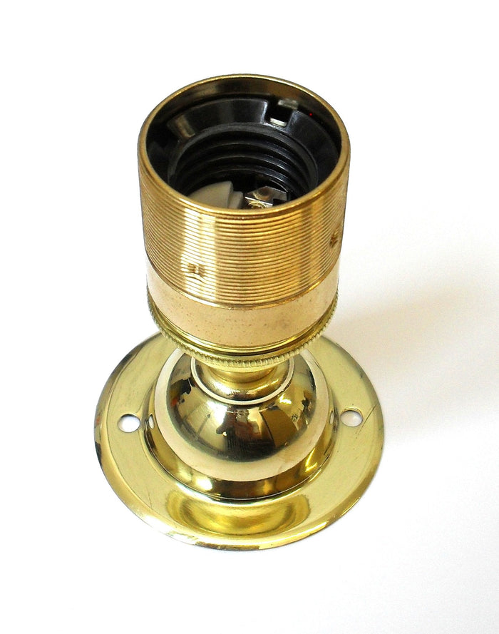 05423 Battenholder ES Solid Brass Domed 65mm Ø - ES / Edison Screw / E27, Brass, Batten