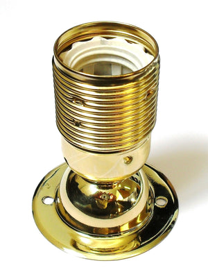 05424 Battenholder ES Brass Plated Domed 65mm Ø - ES / Edison Screw / E27, Brass Plate, Batten - Lampfix - Sparks Warehouse