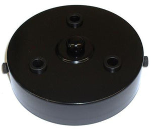 05666 - Metalbrite Ceiling Rose Black 100mm Ø 3-hole - LampFix - sparks-warehouse