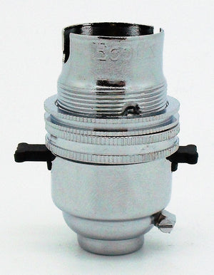 05736 Ecofix BC Lampholder ½" Switched Chrome External Earth - BC / Bayonet Cap / B22, Chrome, ½" Thread Entry - Lampfix - Sparks Warehouse