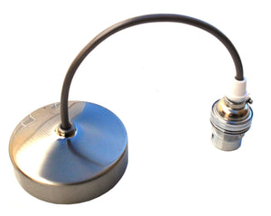 05751 Pendant Set 9" Matt Chrome (Silver Flex & Nickel Lampholder) - Lampfix - Sparks Warehouse