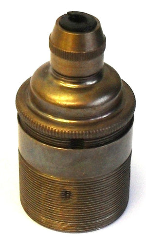 05980 Lampholder ES Antique Brass Threaded Skirt with Cordgrip - ES / Edison Screw / E27, Antique Brass, Cordgrip - Lampfix - Sparks Warehouse