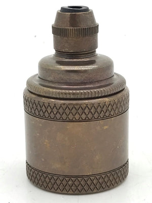 05986 Lampholder ES Antique Brass Decorative Knurled Skirt with Cordgrip - ES / Edison Screw / E27 Lampfix - Sparks Warehouse