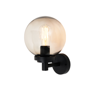 Forum Lighting Zink Gaki 1 x E27 Globe WL IP44 Black/Smoke - ZN-44227-BLK - Black with Smoke PMMA shade