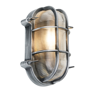 Forum Lighting Zink Davey 1 x E27 Caged Oval Bulkhead IP44 Silver - ZN-44230-SIL - Silver