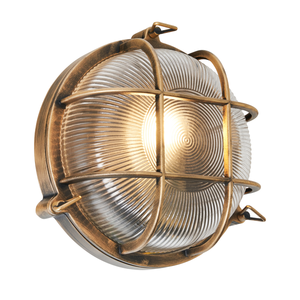 Forum Lighting Zink Gali 1 x E27 Caged Round Bulkhead IP44 Gold - ZN-44231-GLD - Gold