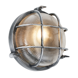 Forum Lighting Zink Gali 1 x E27 Caged Round Bulkhead IP44 Silver - ZN-44231-SIL - Silver