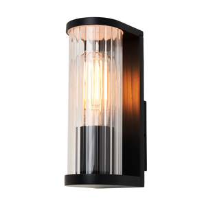 Forum Lighting Zink Akuma 1lt E27 Ribbed Wall Light Alum/Glass Black - ZN-44411-BLK - Black