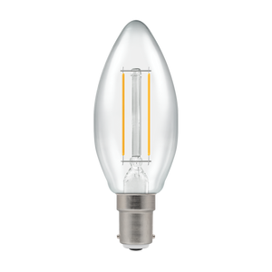 LED Filament Candle Clear Dimmable 2.2W 2700K SBC-B15