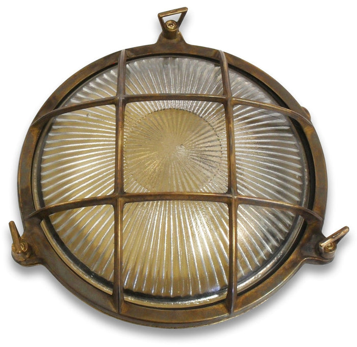 09011 Solid Brass Large Porthole Bulkhead - Antique Brass