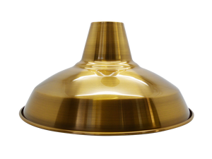09031 Industrial Antique Brass (Brushed) Light Shade 305mm Diameter With 40mm Hole Lampfix - Sparks Warehouse
