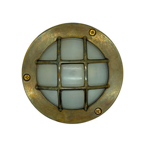 09044 - Navigator Solid Brass Compact Mini Circular Bulkhead – Antique Brass Navigator Range of Marine Bulkheads Lampfix - Sparks Warehouse