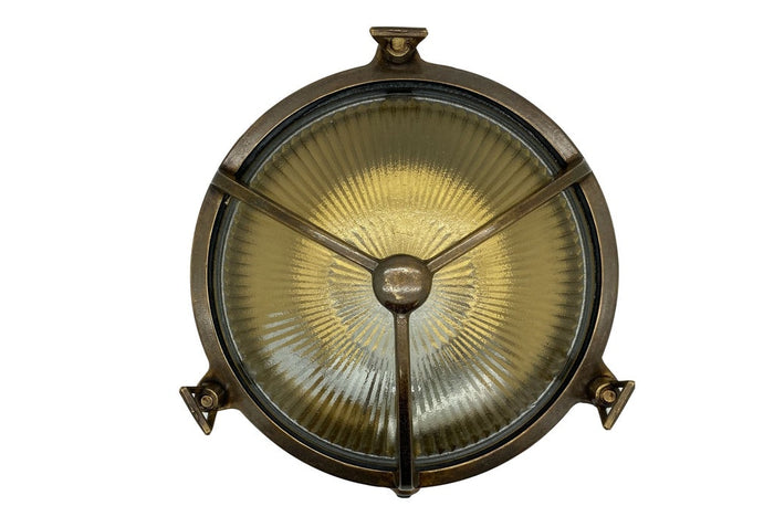 09078 – Navigator Solid Brass Large Trident Porthole Bulkhead - Antique Brass