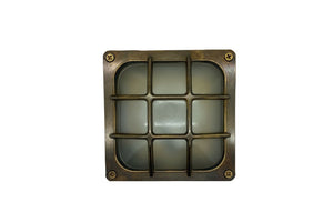 09080 – Navigator Solid Brass Square Bulkhead - Antique Brass Navigator Range of Marine Bulkheads Lampfix - Sparks Warehouse