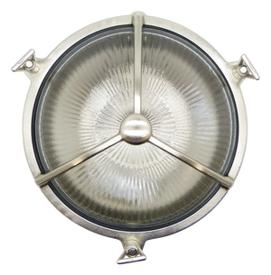 09310 - Navigator Solid Brass Large Trident Porthole Bulkhead - Satin Nickel Navigator Range of Marine Bulkheads Lampfix - Sparks Warehouse