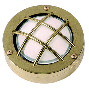 09607 - Navigator Solid Brass Compact Mini Circular Bulkhead - Raw Brass Navigator Range of Marine Bulkheads Lampfix - Sparks Warehouse
