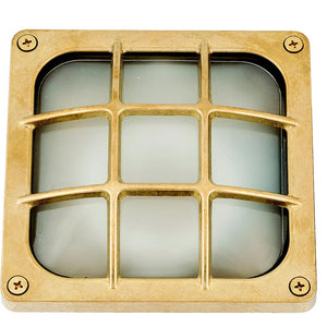 09609 - Navigator Solid Brass Square Bulkhead - Raw Brass Navigator Range of Marine Bulkheads Lampfix - Sparks Warehouse