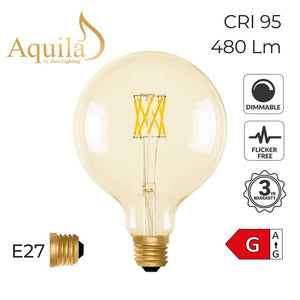 Zico Globe G125 Amber 6W 2200K E27 Light Bulb Dimmable