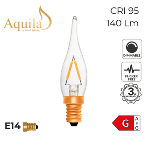 Zico ?French Candle C22 Clear 2W 2200K E14 Light Bulb Dimmable