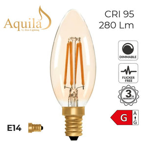 Zico Candle C35 Amber 4W 2000K E14 Light Bulb Dimmable