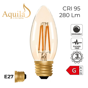Zico Candle C35 Amber 4W 2000K E27 Light Bulb Dimmable