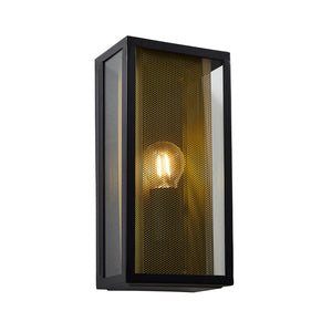 Forum Lighting Zinc Cuba E27 Box Lantern w Mesh Insert Black/Brass - ZN-40002-BLK - Black