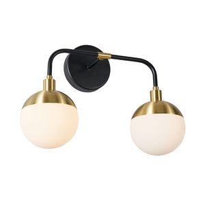 Forum Lighting Spa Lille 2Lt Bathroom Wall light IP44 Blk/SBrs/Opl - SPA-35812-BLK - Satin Brass