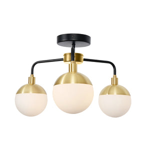 Forum Lighting Spa Lille 3Lt Bathroom Ceiling light IP44 Blk/SBrs/Opl - SPA-35814-BLK - Satin Brass