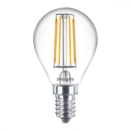 Philips CLA LEDLuster ND 4.3-40W E14 827 P45 CL - Classic LEDluster E14 Ball Filament Clear 4.3W 470lm - 827 Extra Warm White | Replaces 40W
