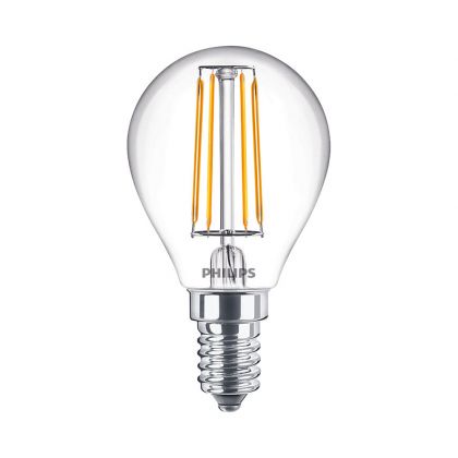 Philips Classic LED E14 Ball Filament Clear 4.5W 470lm - 827 Extra Warm White | Dimmable - Replaces 40W - DISCONTINUED