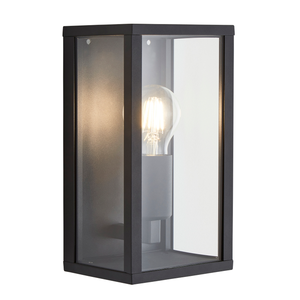 Forum Lighting Zinc Chinon 1lt E27 Glass Panel Box Lantern Black - ZN-38640-MBLK - Matt Black