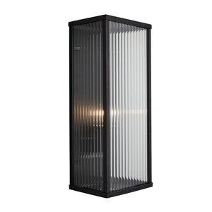 Forum Lighting Zinc Memphis E27 Box Frame Lantern w Ribbed Glass Black - ZN-38602-BLK - Black