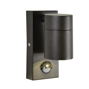 Forum Lighting Zink Leto IP65 1lt Fixed GU10 Wall Light w OR PIR Black - ZN-37938-BLK-65 - Black