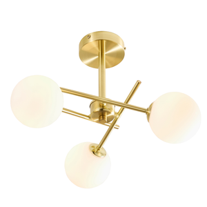 Forum Lighting Spa Lindos 3lt Cross Arm Semi-Flush SBrass/Opal - SPA-35836-SBRS - b) sat brass/opal