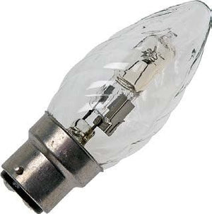 Schiefer Eco Halogen Ba22d Twisted Candle C35x100mm 230-240V 18W 2000h Clear 2800K Dimmable - 640018400