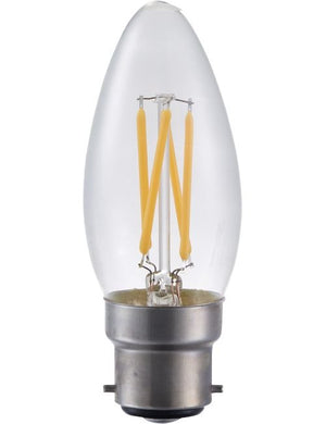 SPL LED Ba22d Filament Candle C35x100mm 230V 320Lm 4W 2500K 925 360° AC Clear Dimmable 2500K Dimmable - LF024061302