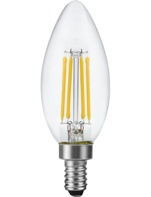 SPL LED E12 Filament Candle C35x100mm 230V 470Lm 4.4W 2700K 927 360° AC Clear Dimmable 2700K Dimmable - LX129147027