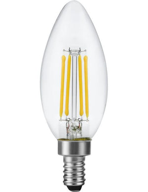 SPL LED E12 Filament Candle C35x100mm 230V 470Lm 44W 2700K 927 360° AC Clear Dimmable 2700K Dimmable - LX129147027