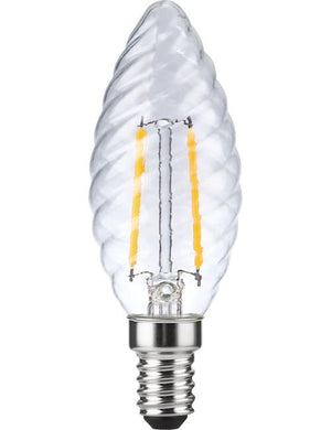 SPL LED E14 Filament Twisted Candle C35x100mm 230V 120Lm 2W 2200K 922 360° AC Clear Dimmable 2200K Dimmable - LX023811509
