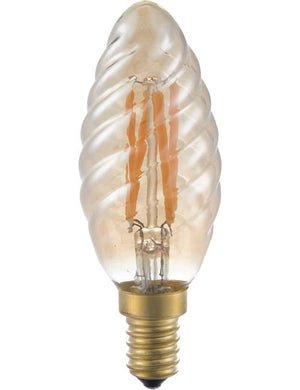 SPL LED E14 Filament Twisted Candle C35x100mm 230V 250Lm 4W 2200K 922 360° AC Gold Dimmable 2200K Dimmable - LF023810305-1