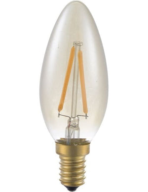 SPL LED E14 Filament Candle C35x100mm 230V 100Lm 2W 2200K 922 360° AC Gold Dimmable 2200K Dimmable - LF023841505-1