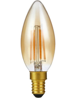 SPL LED E14 Filament Candle C35x100mm 230V 250Lm 4W 2200K 922 360° AC Gold Dimmable 2200K Dimmable - LX023840305